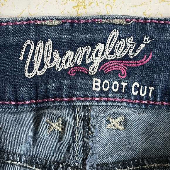 Wrangler Cowgirl Boot Cut Whiskered Stretch Blue Jeans Women’s 1/34 (W/26 L/34) - Picture 14 of 15
